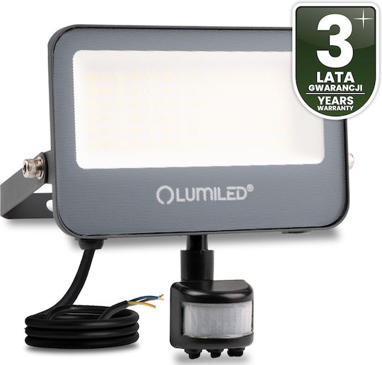 Proiector LED Trinox 30W 3300lm CCT IP65 Gri Senzor de Mișcare Lumină Crepusculară Lumiled
