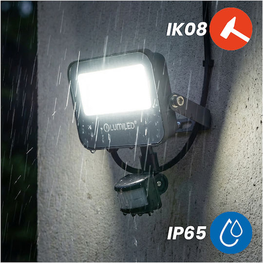 Προβολέας Led Trinox 20w 2000lm Cct Ip65 Γκρι Αισθητήρας Κίνησης Λυκόφωτος Lumiled
