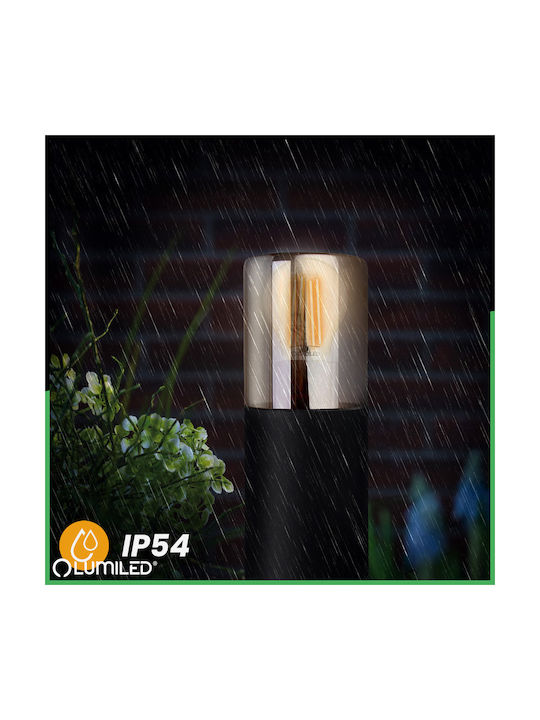 Lampa De Gradina Stilou Pentru Exterior Bec E27 Negru Sticla Ip54 80 Cm Salvia Lumiled