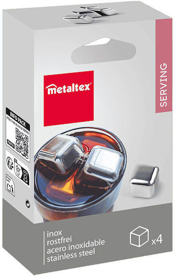 Set 4 Rostfreie Wiederverwendbare Dekorative Eiswürfel Metaltex Kühlung Ohne Verdünnung 253504