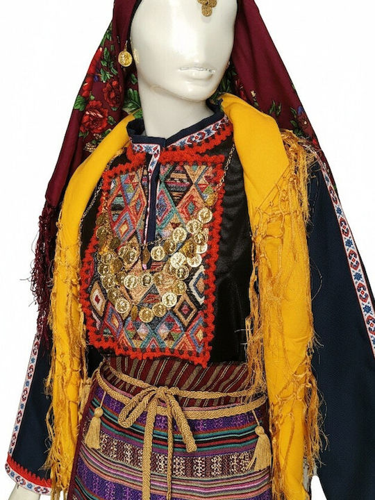 Thrace Woman Traditional Costume with Scarf with 1 Row Necklace