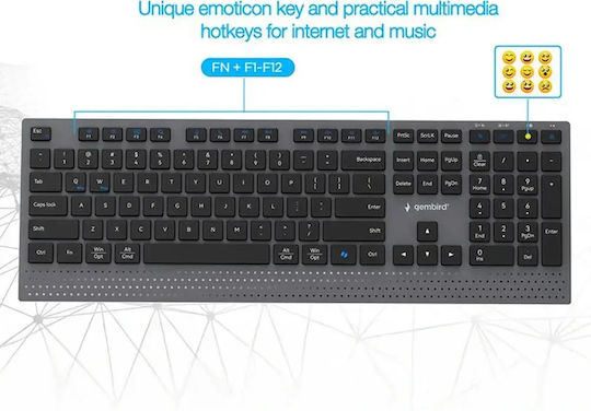 Gembird KBS-WPS-02 Kabelloses Bluetooth Tastatur & Maus Set für Tabletten Englisch (US)