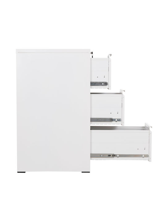 Büroaufbewahrungsschublade Metall Sider Weiß 45,5x62x103,5cm