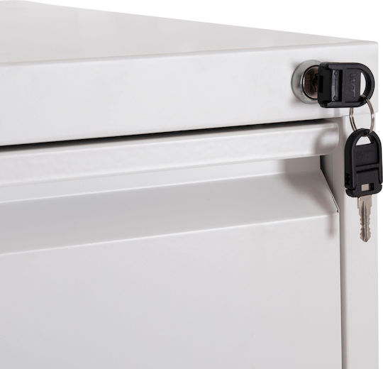 Office Storage Drawer Sider Metal with Lock White 45.6x62x134cm