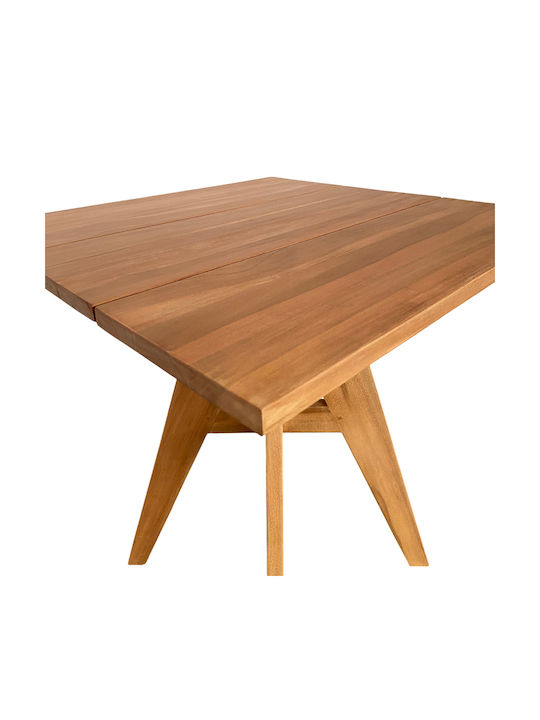Cadrada Square Table from Solid Wood Natural Shade 70x70x76cm