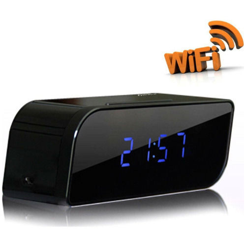 Spy Camera WiFi Clock 720P with Memory Card Slot and Motion Detector