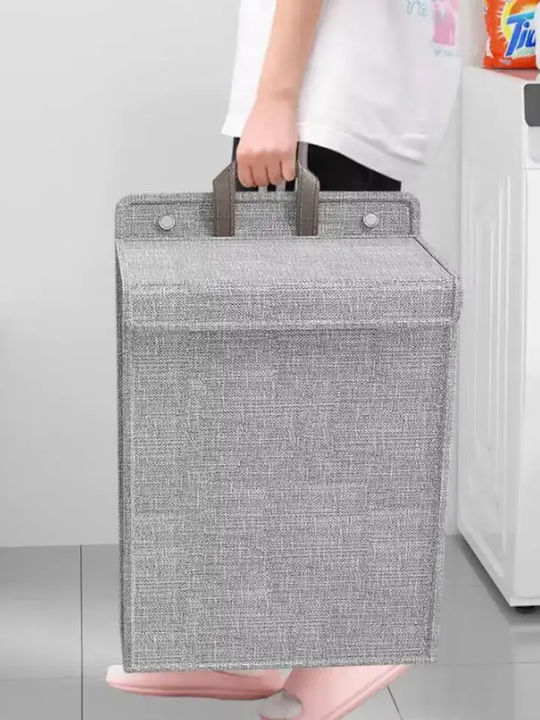 Coș de rufe din material pliabil cu capac 55x55x39cm Gri