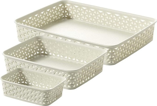 Keter Καλάθι Αποθήκευσης Rattan Λευκό 35.3x25.7x6.5cm 3τμχ Keter Καλάθι Αποθήκευσης Rattan Λευκό 35.3x25.7x6.5cm 3τμχ