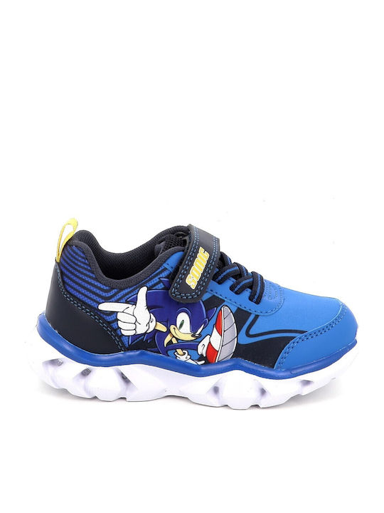 Kids Sneakers with Hoop & Loop Closure and Lights Blue