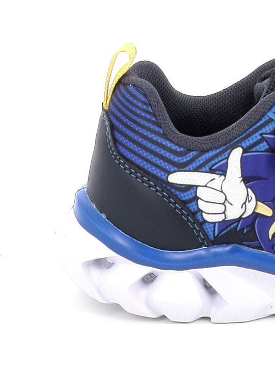 Kids Sneakers with Hoop & Loop Closure and Lights Blue