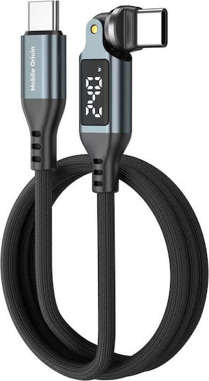Mobile Origin Winkel (90°) / Geflochtenes / LED USB 2.0 Kabel USB-C männlich - USB-C 240W PD Grau 1m MO-DRC-S-CB16