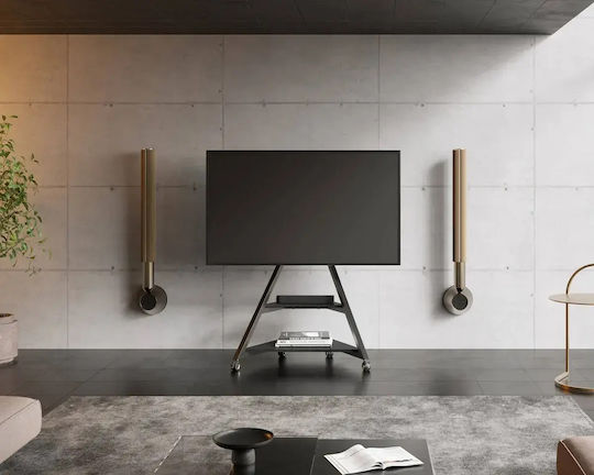 Fitueyes Eiffel V2 Ft88 Black Floor TV Stand with Wheels 55"-88"
