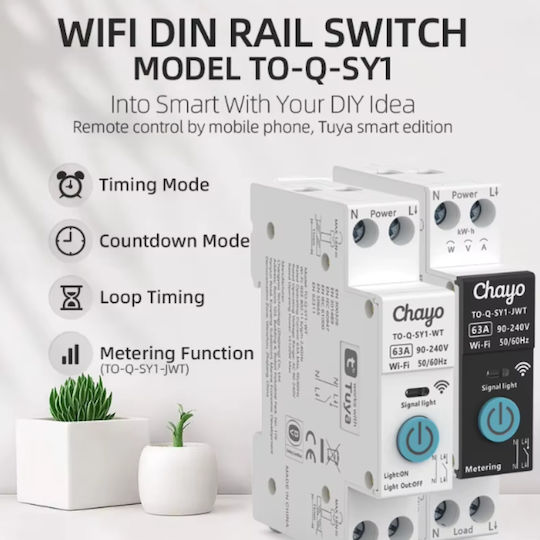 Tongou Tongou 16A 1-Pole WiFi General Use Panel Push Button Switch 16A