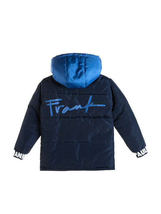 Waterproof Kids Casual Jacket Short with Hood Navy Blue