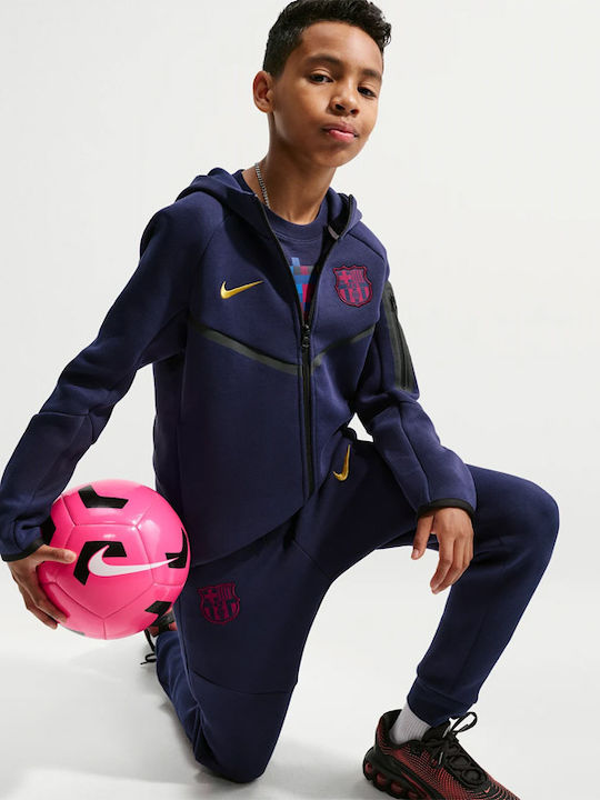 Fleece Kinder-Sweatshirt Strickjacke mit Kapuze und Taschen Blau Tech Fleece