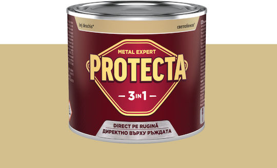 Protecta 3-в-1 Метално Боядисване Черен Метал Конвертор на Ръжда Грунд Декоративно Покритие В Една Кутия Може Да Се Нанася Директно Върху Ръжда Блестящо Покритие 2.5л Светло Бежово