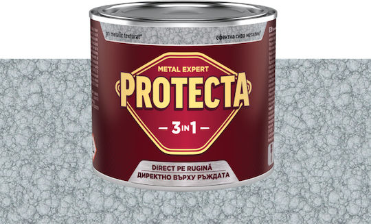 Protecta 3-в-1 Метално Боядисване Черен Метал Ръжда Конвертор Праймер Декоративно Покритие В Един Кана Може Да Се Нанася Директно На Ръжда Лъскаво Покритие 2.5л Стилен Металически Сив