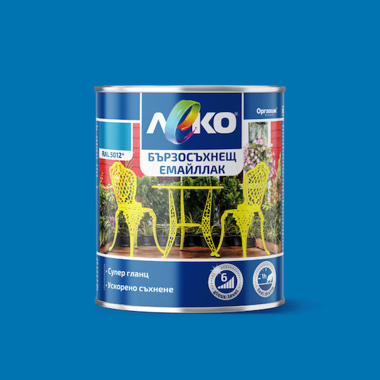Quick-drying Enamel Paint Leko Metal Alkyd Base Gloss 0.65l Light Blue