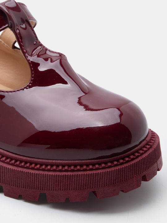 Damen Ballerinas Spitz zulaufend in Burgundisch Farbe