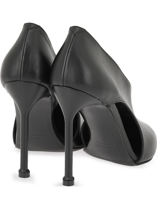 Leather Heels with High Heel Black
