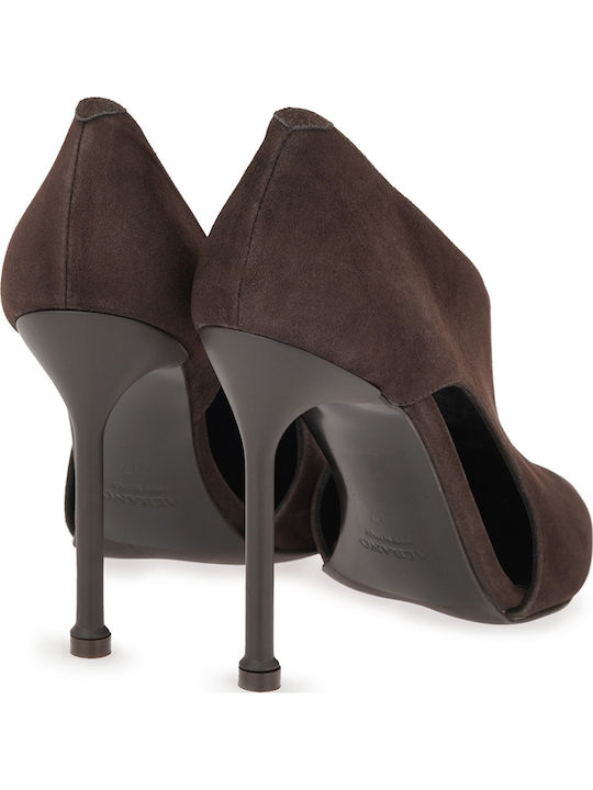 Suede Heels with High Heel Brown