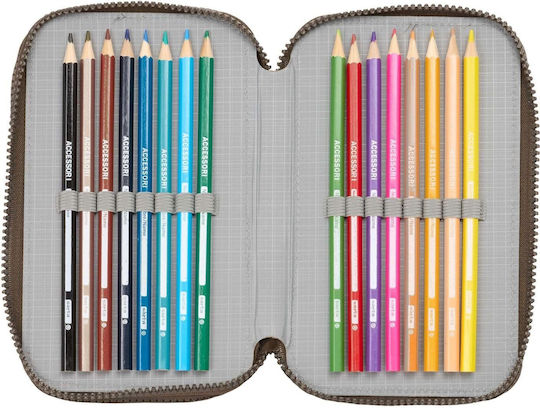 Safta Dinosaur Jurassic World Filled Brown Pencil Case