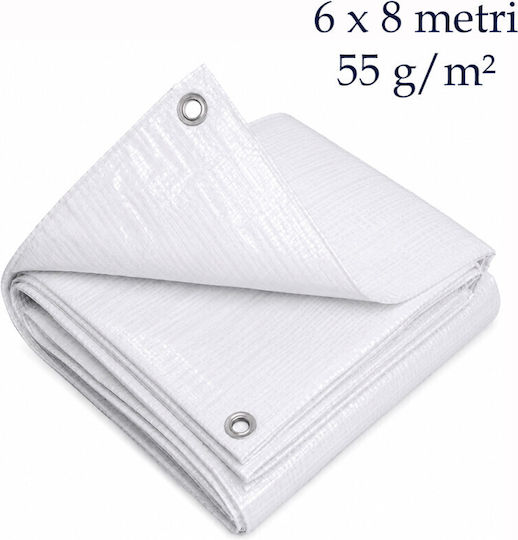 Waterproof Tarp Garden Construction Site Storage 6x8 M 55 G/m² White Pe