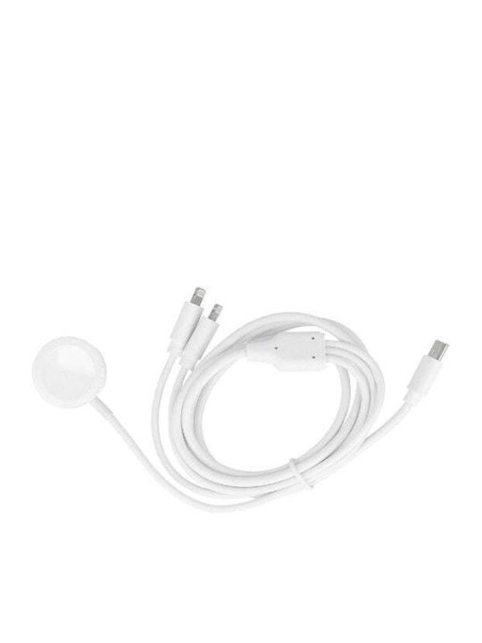 3-in-1 Charging Cable Type-c To 2x Lightning & Apple Watch 1.2m White