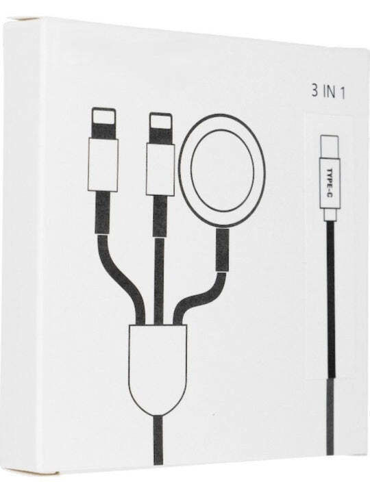 3-in-1 Charging Cable Type-c To 2x Lightning & Apple Watch 1.2m White