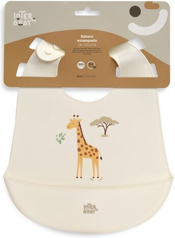 Interbaby Wasserdichte Silikon Baby Lätzchen mit Tasche Beige