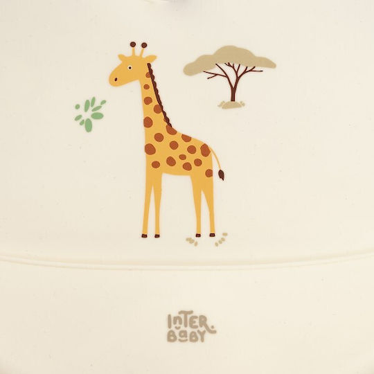 Interbaby Wasserdichte Silikon Baby Lätzchen mit Tasche Beige
