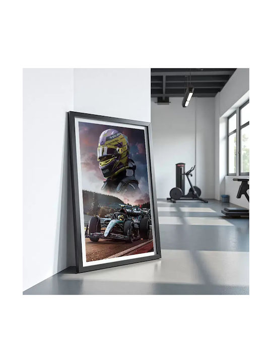 Poster Formula1 Lewis Hamilton F068 30cm X 40cm Black Wooden Frame