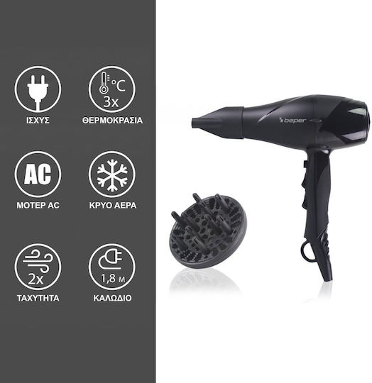 Beper Professional Hair Dryer with Diffuser 2200W