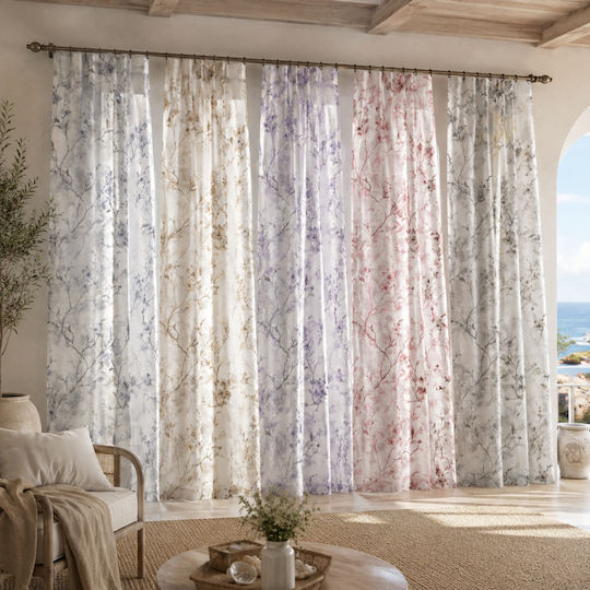 My Home Luxury Curtain with Pencil Pleat Purple 270x270cm