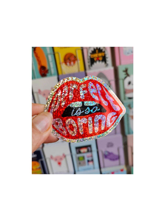 Αυτοκόλλητo Βινυλίου Red Lips Perfect Is So Boring 6 X 8 Εκ