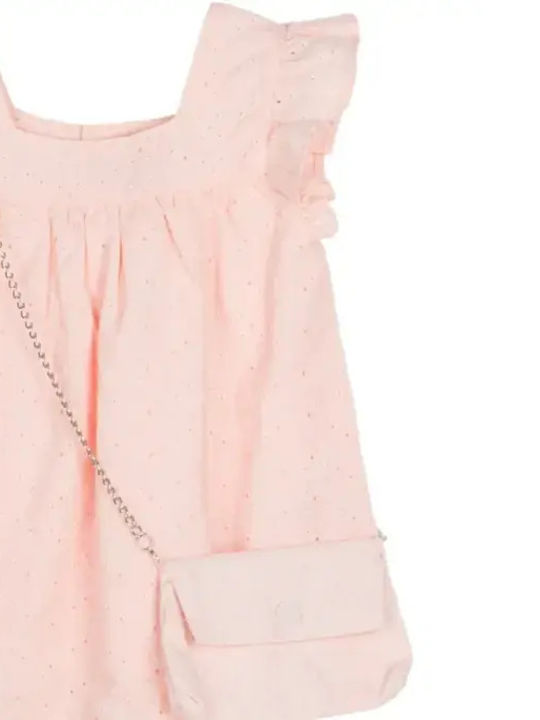 Mädchenkleid Kurzärmelig mit Spitze Rosa