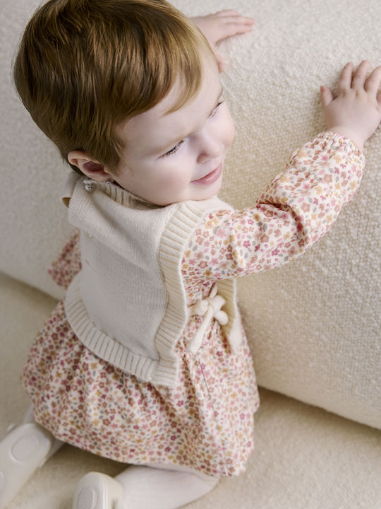 Mädchenkleid Gestrickt Set aus Mantel und Zubehör Beiges