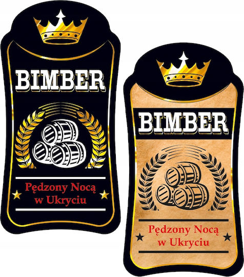 10x Premium Bimberek Kleine Klebeetiketten für Wodka Alkohol Moonshine
