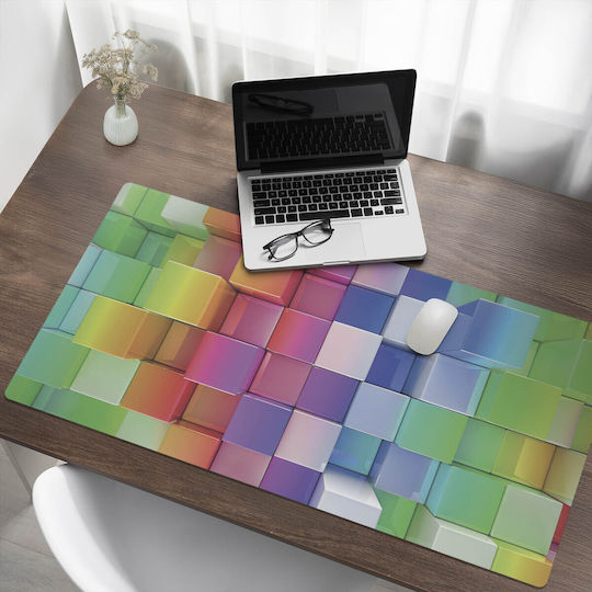 Covoraș Protector pentru Birou cu Imprimeu Modern Cuburi Tridimensionale Multicolore 120x60 cm