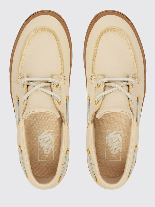 Leder Herren Bootsschuhe Beige