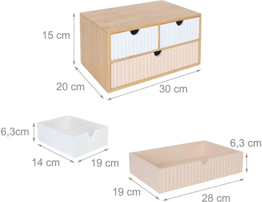 Relaxdays Relaxdays Schreibtischschublade 3 Fächer 30x20x15cm Mehrfarbig