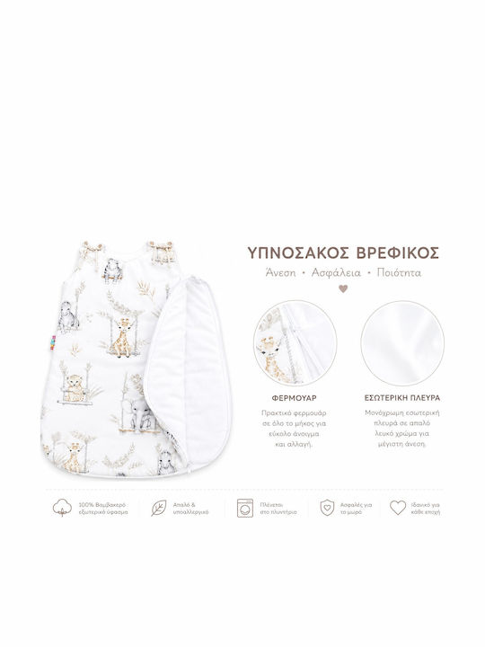 Maboo Winter Baby Sleeping Bag Wearable Blanket Happy Savanna Happy Savanna White