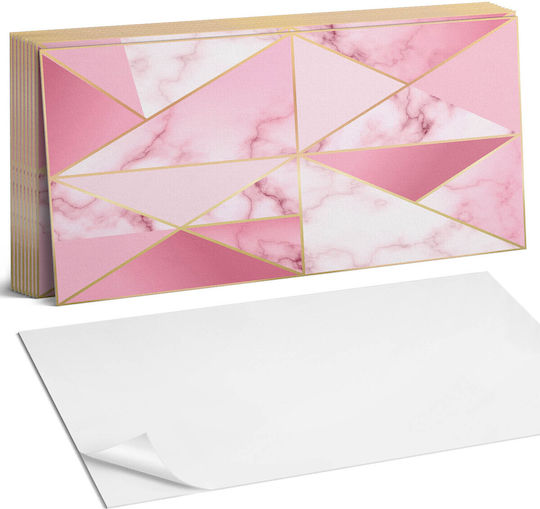 Set of Self-Adhesive PVC Tiles Geometric Marble Designs 10x40x20 cm