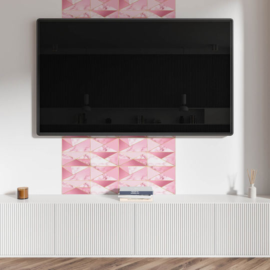 Set of Self-Adhesive PVC Tiles Geometric Marble Designs 10x40x20 cm