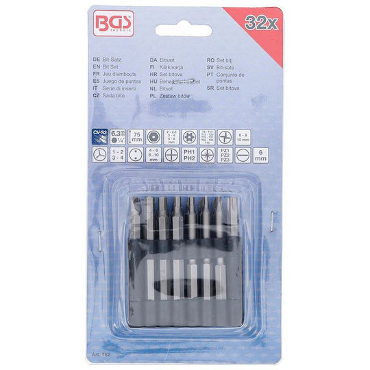Long Bit Set Drive 6.3 Mm 1/4" Various Profiles 3 2 Pcs Bgs 762