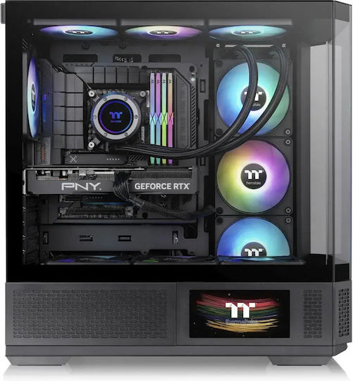 Thermaltake View 370 TG ARGB Геймърско бюро Midi Tower Компютърна кутия със страничен прозорец Черен