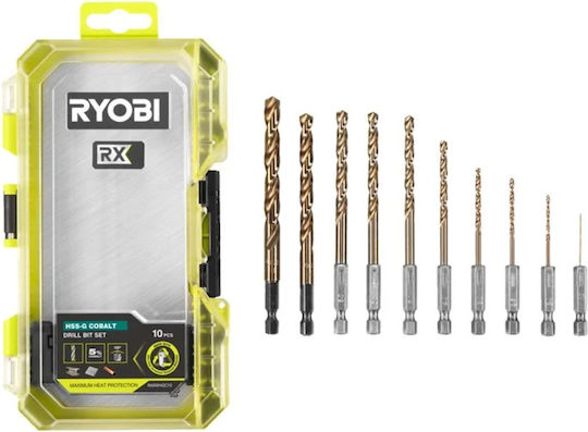 247391 Cobalt Drill Set Ryobi Hss-g 10 Pieces Rarxhgc10