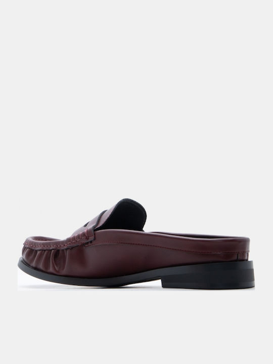 Flat Mules In Burgundy Colour