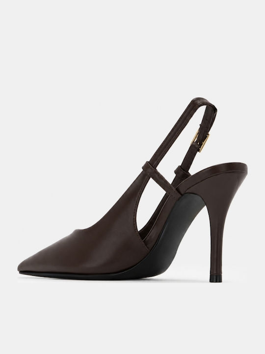Spitze Zehe Pumps mit Braun Absatzhöhe