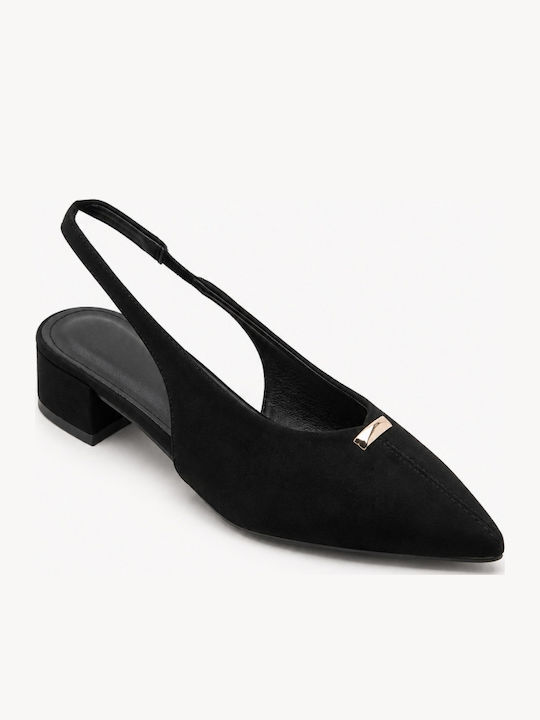 Pointed Toe Heels with Low Heel Black